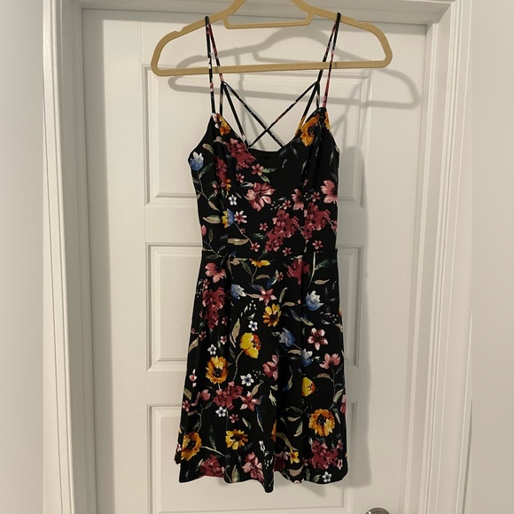 The General Good Reign Back Detail Brushed Knit Dress - Black Floral Dress - Picture 2 of 5